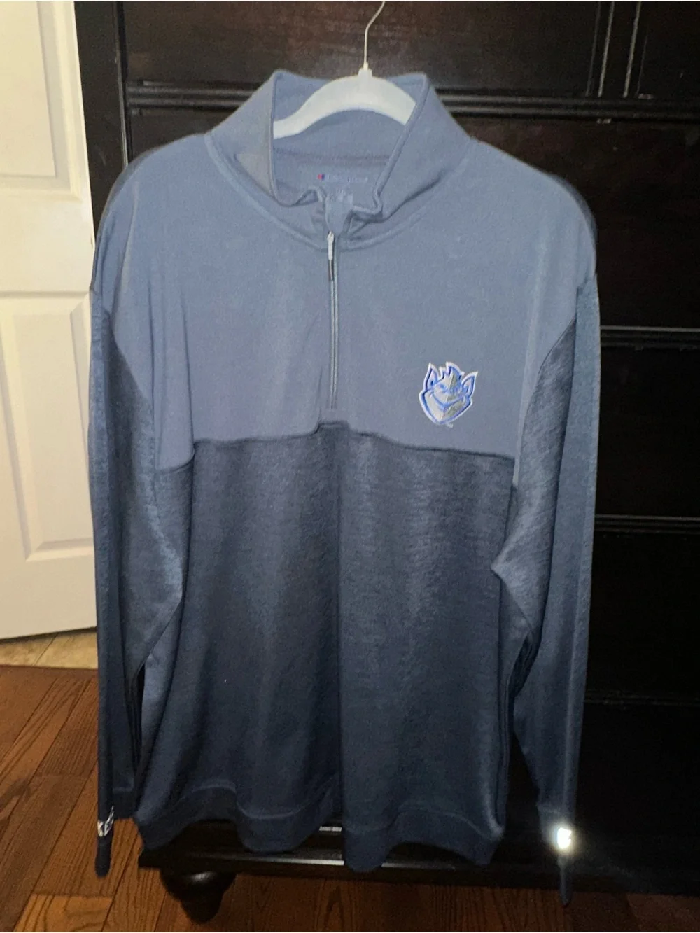 Men's Saint Louis University Two-Tone Navy Quarter-Zip Pullover Sweater